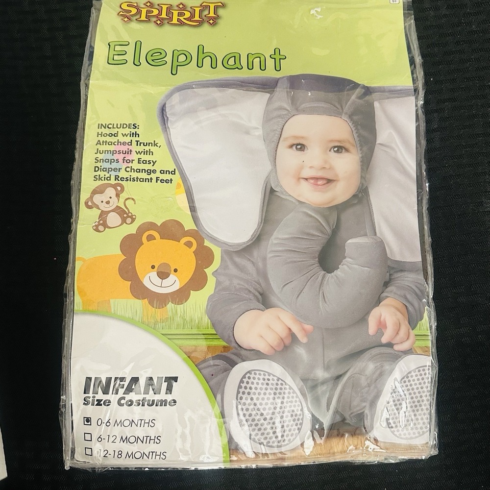 NEW Spirit Halloween Unisex Baby 0-6 Months Plush Elephant Costume Halloween